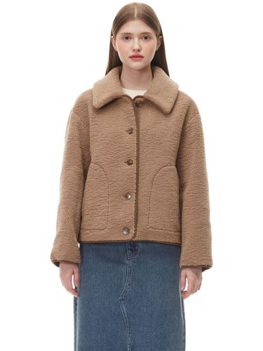 Shearling Collar Fleece Moto Jacket (PQ1MJ131) - PLASTIC ISLAND - Modalova