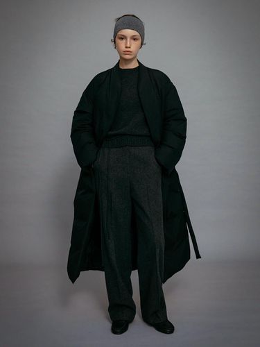 Down Collarless Belted Long Coat [] - Carriere - Modalova