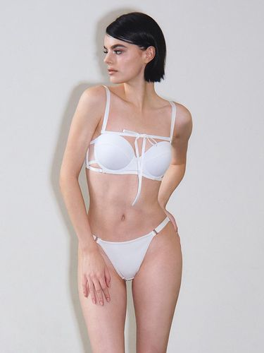 Front Ribbon Half-Cup Adjustable Bikini Bra [Beige] - VINAJ - Modalova