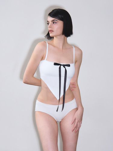 Long Ribbon V-Shaped Cone Tube Bikini Bra [Beige] - VINAJ - Modalova