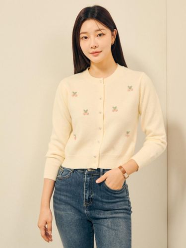 Knit Pearl Button Crop Cardigan (GPBP1CDT31) - JJ JIGOTT - Modalova