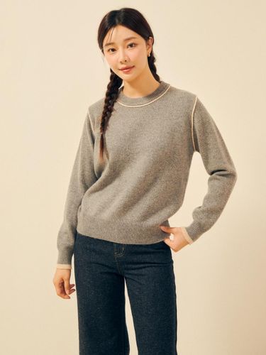 Wool Round Neck Color Line Pullover Knit (GPBP1POT11) - JJ JIGOTT - Modalova