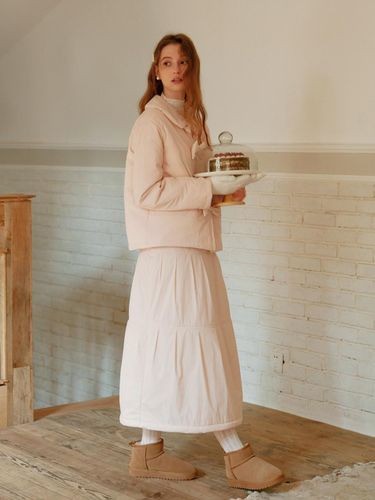 Banding Structured Polyester Skirt [Baby Pink] - Cest Moidew - Modalova