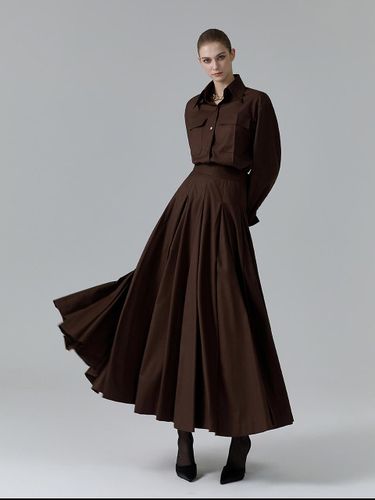 Wide Pin Tuck Pleats Wool Maxi Skirt [] - NUMERO SETTE - Modalova