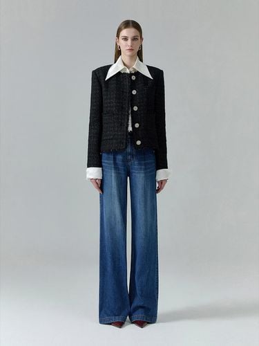 Semi Wide Pleated Cotton Denim Pants [] - NUMERO SETTE - Modalova