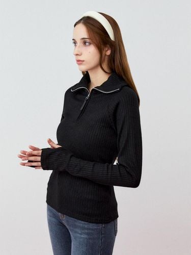 Half-Zip Slim Fit Knitted Top [Black] - koolkitten - Modalova