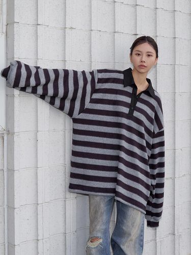 Soft Wool Collar Striped T-shirt - LANGER - Modalova