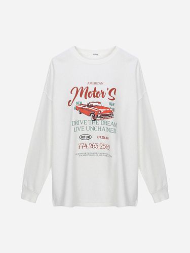 Boxy Oversized Cotton Lettering Print Sweatshirt (T249MTS908W) - toinq - Modalova