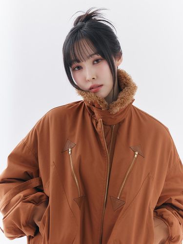 Fur Collar Padded Oversized Flight Jacket [Camel] (T249MJP904W) - toinq - Modalova