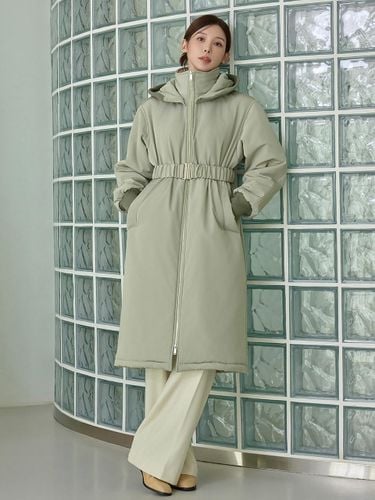 Belt Long Padded Hooded Jumper [Green] - GIEMAR - Modalova