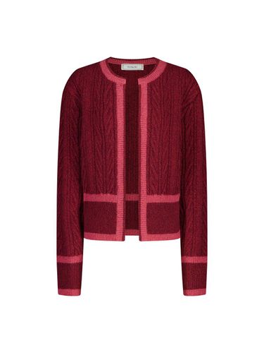 Fur Cable Knit Buttonless Cardigan [Wine] - EVMOIU - Modalova