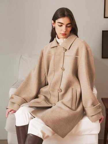 Winter Merino Wool Oversized Half Coat [Beige ] - GIEMAR - Modalova