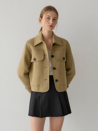 Merino Wool Stitch Big Pocket Short Coat [] - sisterhood - Modalova