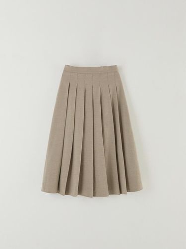 Pleated Wool Elastic Waist Skirt [Beige] - The Raust - Modalova