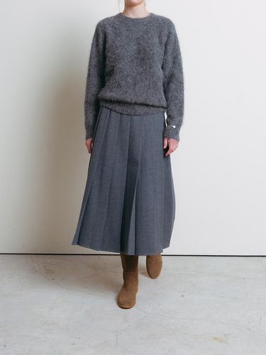 Pleated Wool Elastic Waist Skirt [GRAY] - The Raust - Modalova