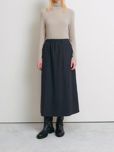 Pocket Elastic Waist Wool Skirt [CHARCOAL] - The Raust - Modalova