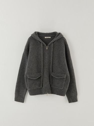 Merino Wool Hooded Oversized Zip-up Jacket [CHARCOAL] - The Raust - Modalova