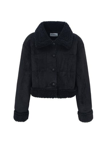 Fluffy Suede Shearling Coat [Black] - bellialeu - Modalova