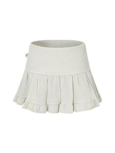 Wool Blend Frilled Camellia Skirt [Ivory] - bellialeu - Modalova