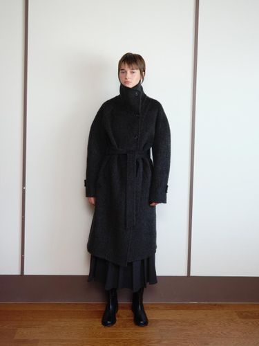 Baby Alpaca Handmade High-Neck Oversized Coat [CHARCOAL] - The Raust - Modalova