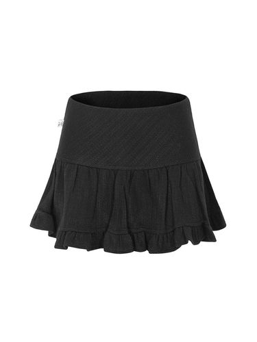 Wool Blend Frilled Midi Skirt [Black] - bellialeu - Modalova