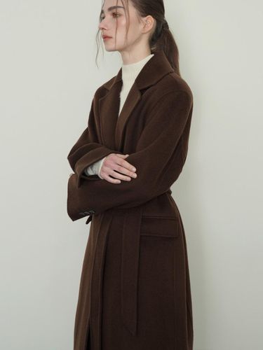 Classic Single Merino Wool Long Coat [Deep Brown] - sisterhood - Modalova