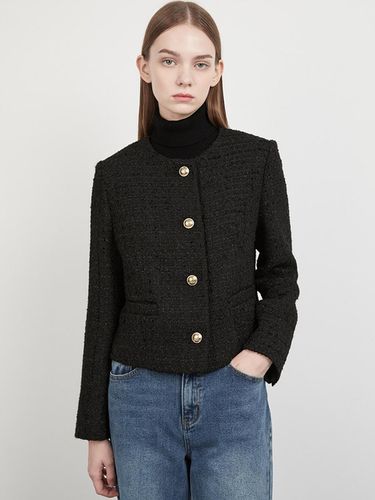 Tweed Round Neck Glitter Jacket (AWWJKO41030) - SISTINA - Modalova