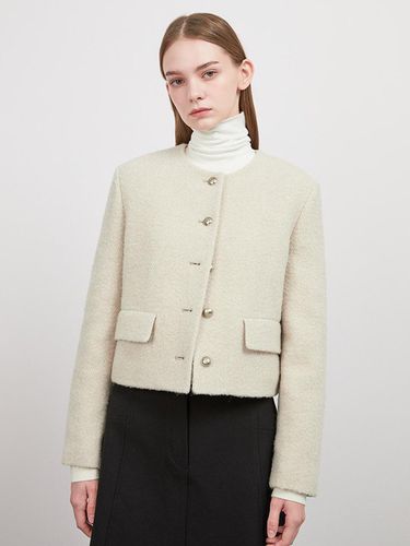 Boucle Wool Round Neck Crop Jacket (AWWJKO41070) - SISTINA - Modalova