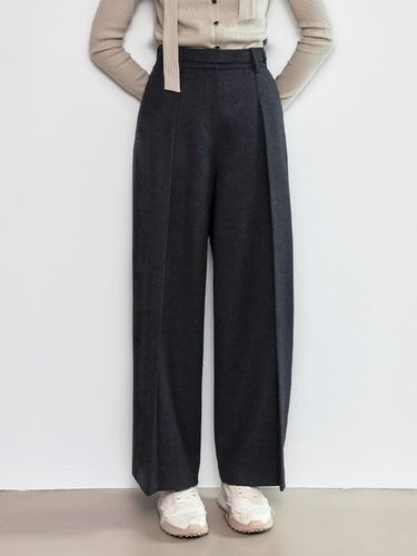 Two-tuck Wide Japanese Wool Pants [Charcoal] - mu:arvo - Modalova