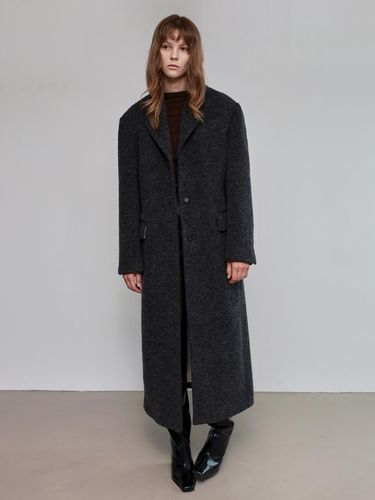 Wool Boa Single-breasted Long Coat [Charcoal] - mu:arvo - Modalova