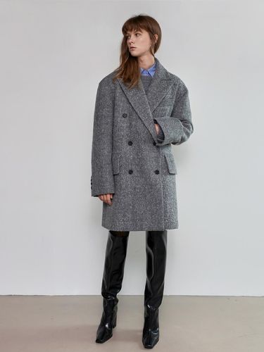 Half-length Oversized Double Wool-Alpaca Coat [Grey] - mu:arvo - Modalova