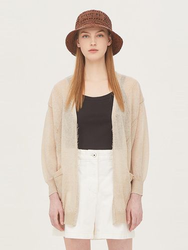 Cable Linen Long Open Front Cardigan [Beige] (SAKC38331BE) - Sisley - Modalova