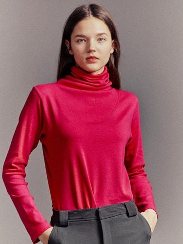 Loose Turtle Neck Cotton Modal Top [Magenta] - Cocancl - Modalova