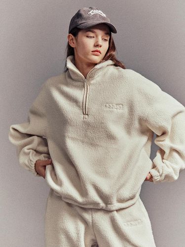 Cozy Oversized Teddy Zip Up Jacket [Beige] - Cocancl - Modalova