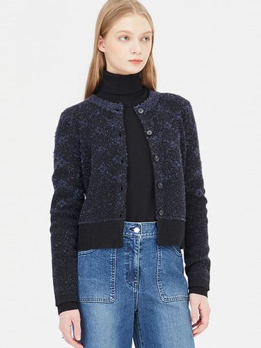 Film Metallic Diamond Pattern Fitted Knit Cardigan [Black] (SAKC05411BK) - Sisley - Modalova