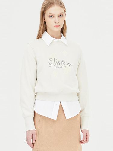 Metal Embroidered Cotton Blend Round Neck Sweatshirt (SATS04411CR) - Sisley - Modalova