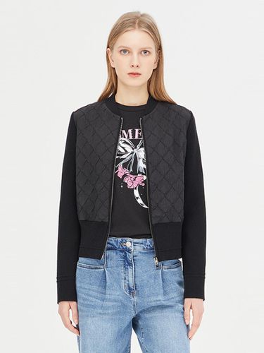 Fur Knit Color Block Diamond Quilted Zip-Up Jumper (SAJP02411BK) - Sisley - Modalova