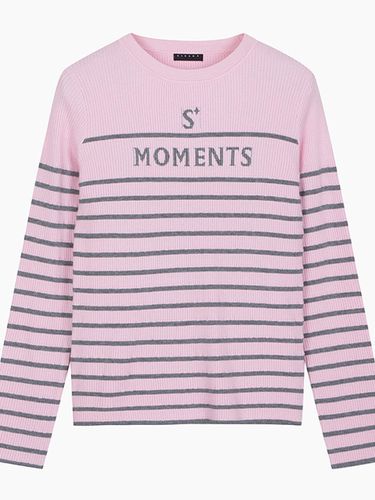 Lettering Stripe Round Neck Knit [Pink] (SAKP02411PK) - Sisley - Modalova