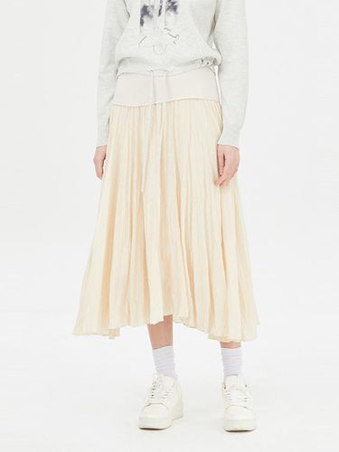 Ray Contrast Pleated Long skirt [BEIGE] (SASK05411BE) - Sisley - Modalova