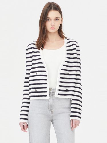 Color-Block Piping Double Knit Cotton-Blend Cardigan [IV] (SAKC08411) - Sisley - Modalova