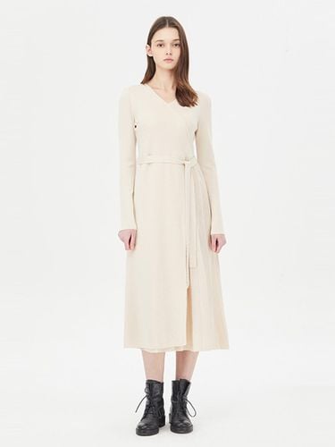 Wrap Pleated Wool Blend Knit Dress (SAKO04411IV) - Sisley - Modalova