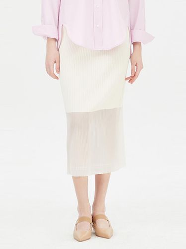 Sheer Contrast Pleated H-line Skirt (SAKS01411IV) - Sisley - Modalova