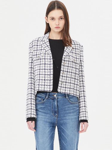 Tweed Crop Cotton Glen Check Jacket (SAJK10411NY) - Sisley - Modalova