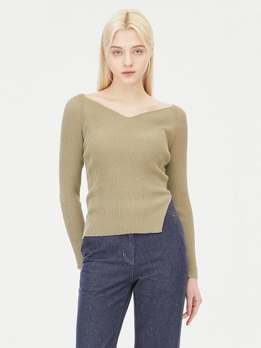 Wave Neck Slim Cotton Blend Knit (SAKP38431KA) - Sisley - Modalova