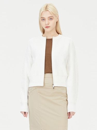 Sleeve Scallop Knit Cotton Wool Zip-up Cardigan [Ivory] (SAKC12411IV) - Sisley - Modalova