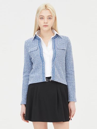 Valtex Woven Punched Tweed Fringe Cardigan (SAKC11411BL) - Sisley - Modalova