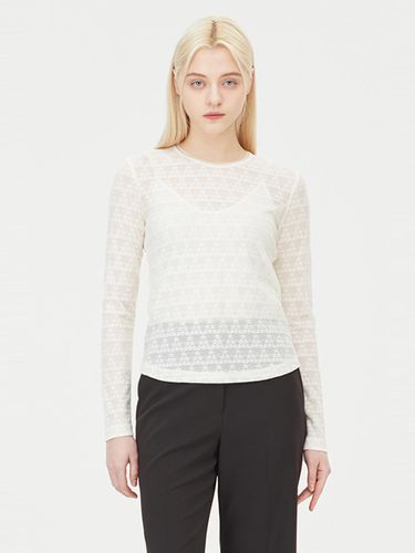 Back Ribbon Stretchy Lace Blouse (SAWS09411IV) - Sisley - Modalova