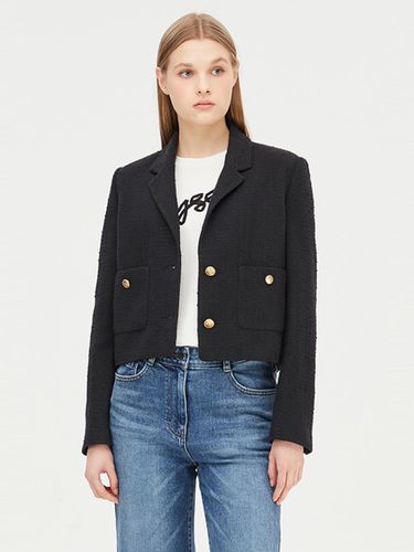 Hush Tweed Cotton Blend Collar Jacket (SAJK35431BK) - Sisley - Modalova