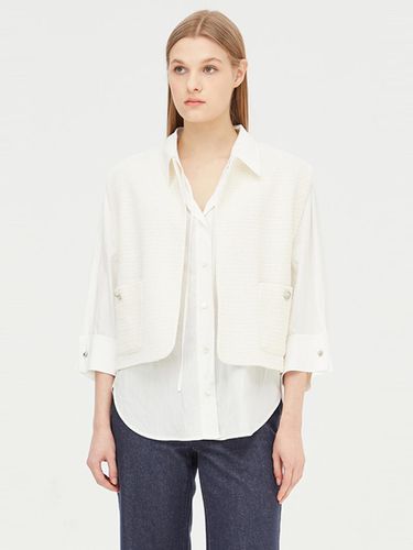 Textured Cotton Round Neck Out-Pocket Vest Jacket (SAJK36431IV) - Sisley - Modalova