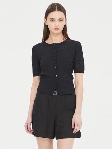 Eyelet Short Sleeve Knit Cardigan (SAKC91431BK) - Sisley - Modalova